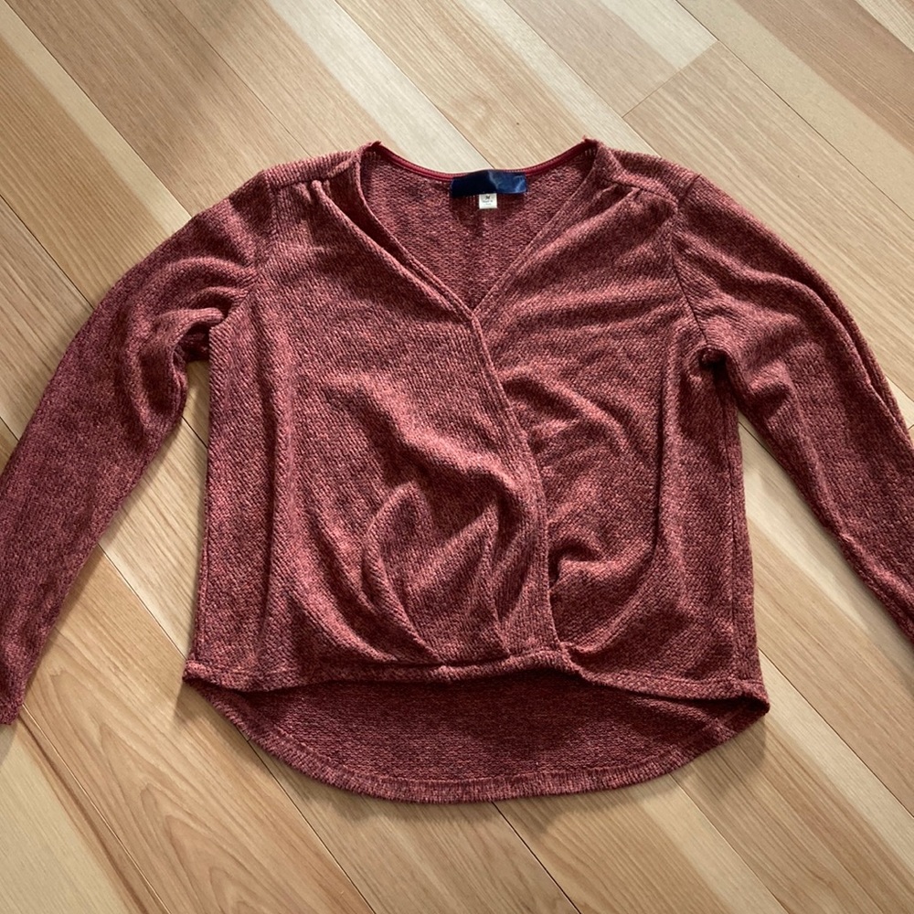 High low rusty red sweater